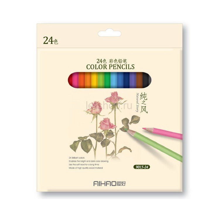 Цветные карандаши Aihao 9015 в картонной коробке, 24 цв.